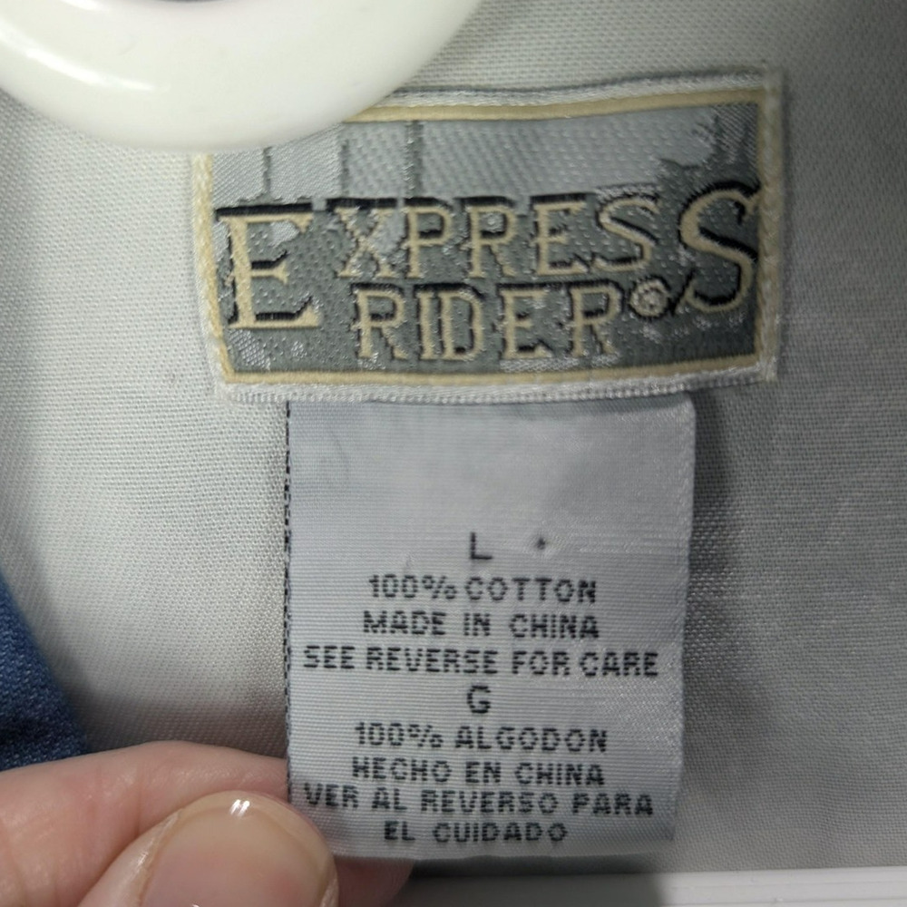 Express Rider Shirt Mens Large Western Button Up Short Sleeve Colorblock Rodeo - Picture 6 of 7